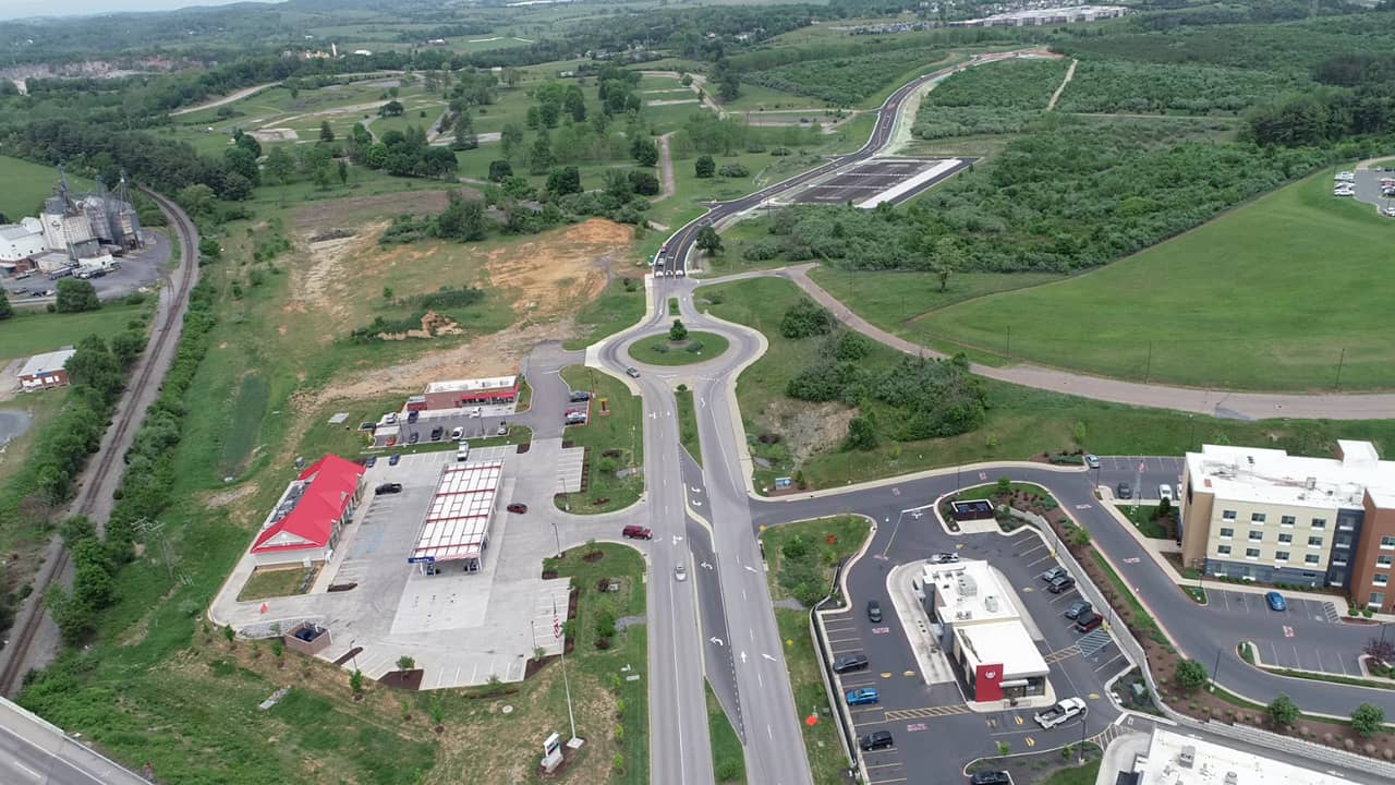 Overhead shot of Staunton Crossing's retail section.